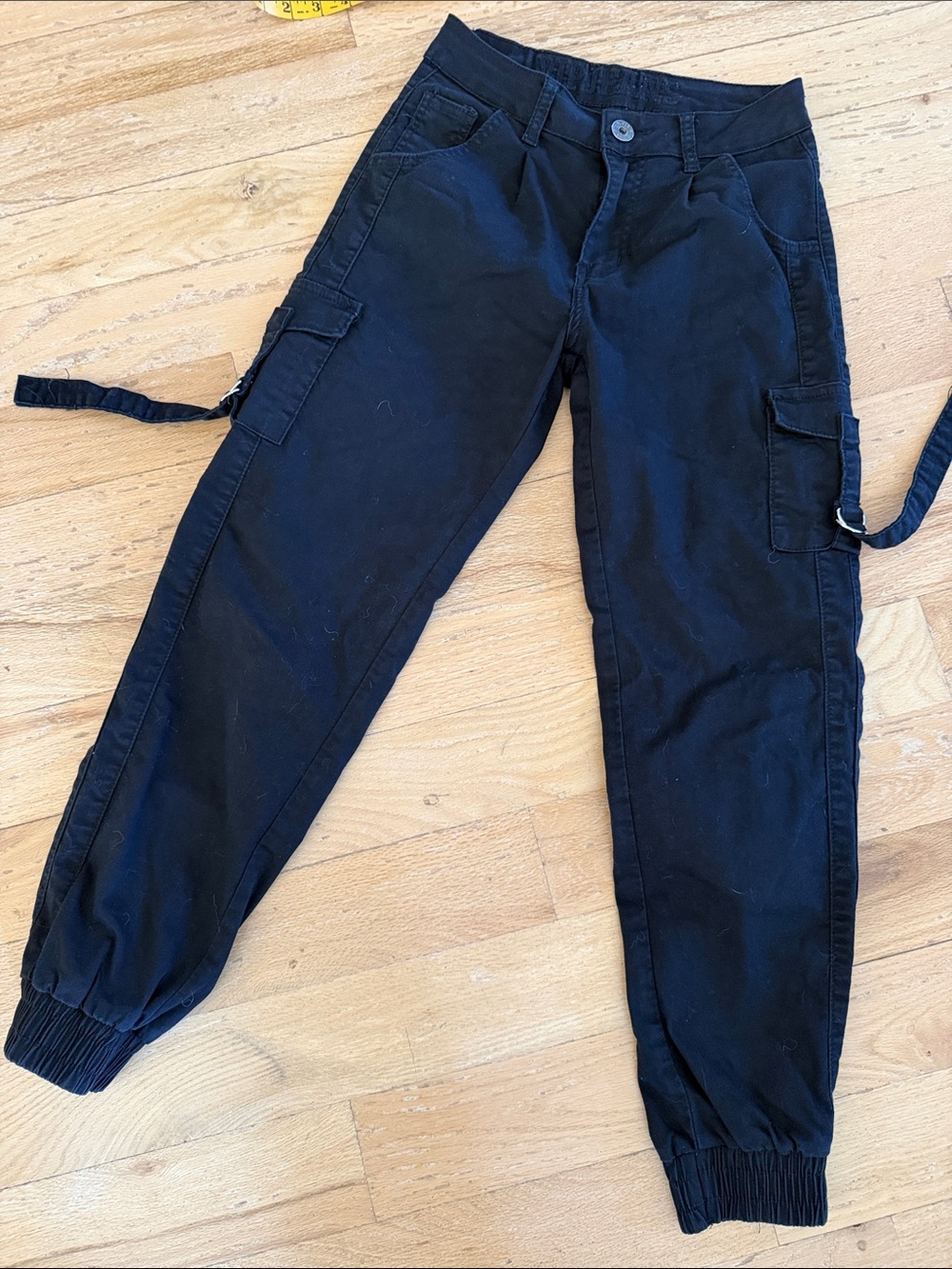 VIP Black Cargo Jogger Pants with Side Utility Straps Size 1